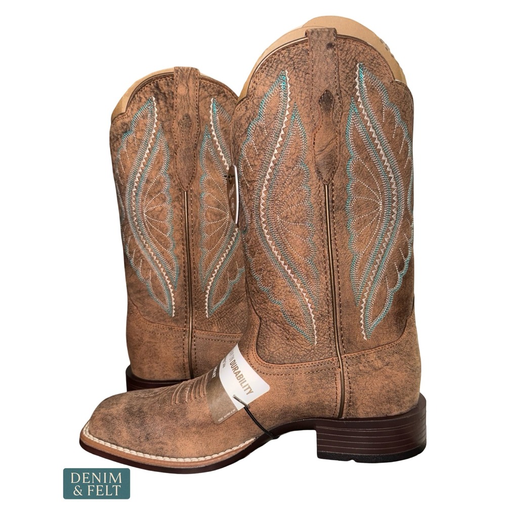 NEW Ariat PrimeTime Womens Western Boots Tack Room Brown Leather Size 9 B - Picture 10 of 14